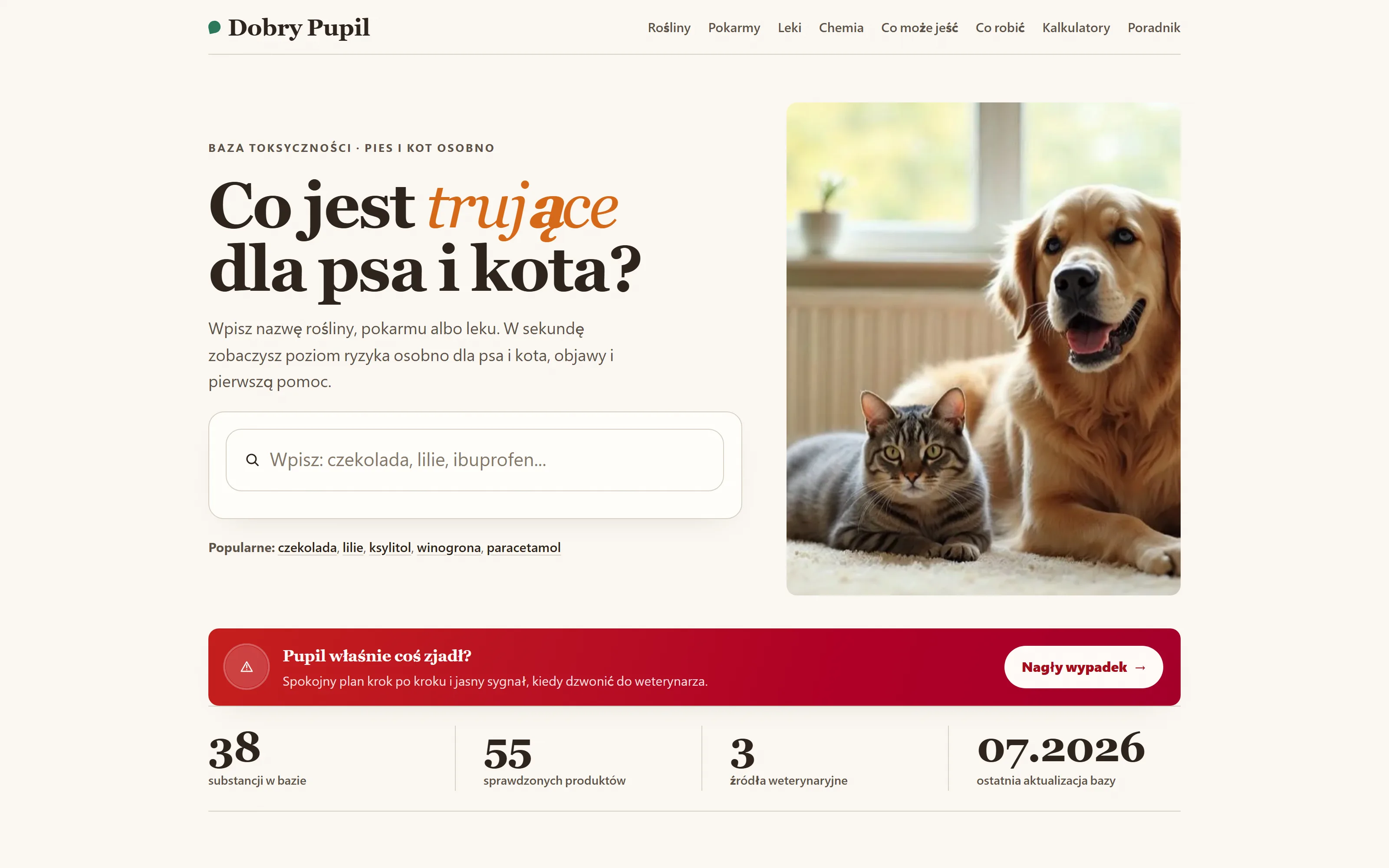 Baza substancji trujących dla psa i kota